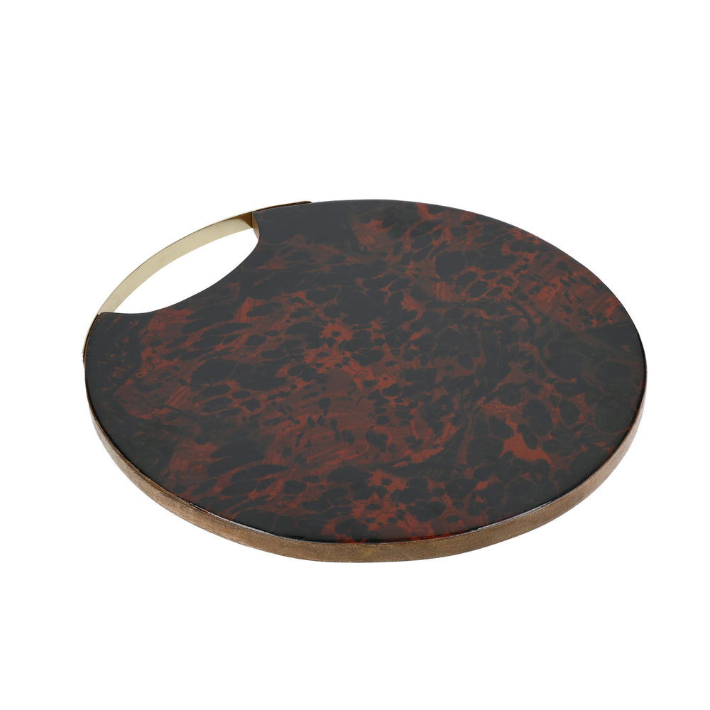 Artesà Mango Wood Round Serving Platter with Tortoiseshell Resin Finish image 1
