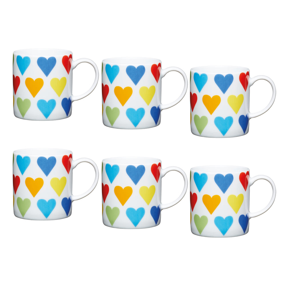 Set of 6 KitchenCraft 80ml Porcelain Hearts Espresso Cups image 1
