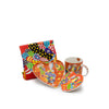 4pc Chicken Dance Tea Set with 370ml Ceramic Mug, Ceramic Coaster, Ceramic Plate and Cotton Tea Towel - Love Hearts image 1