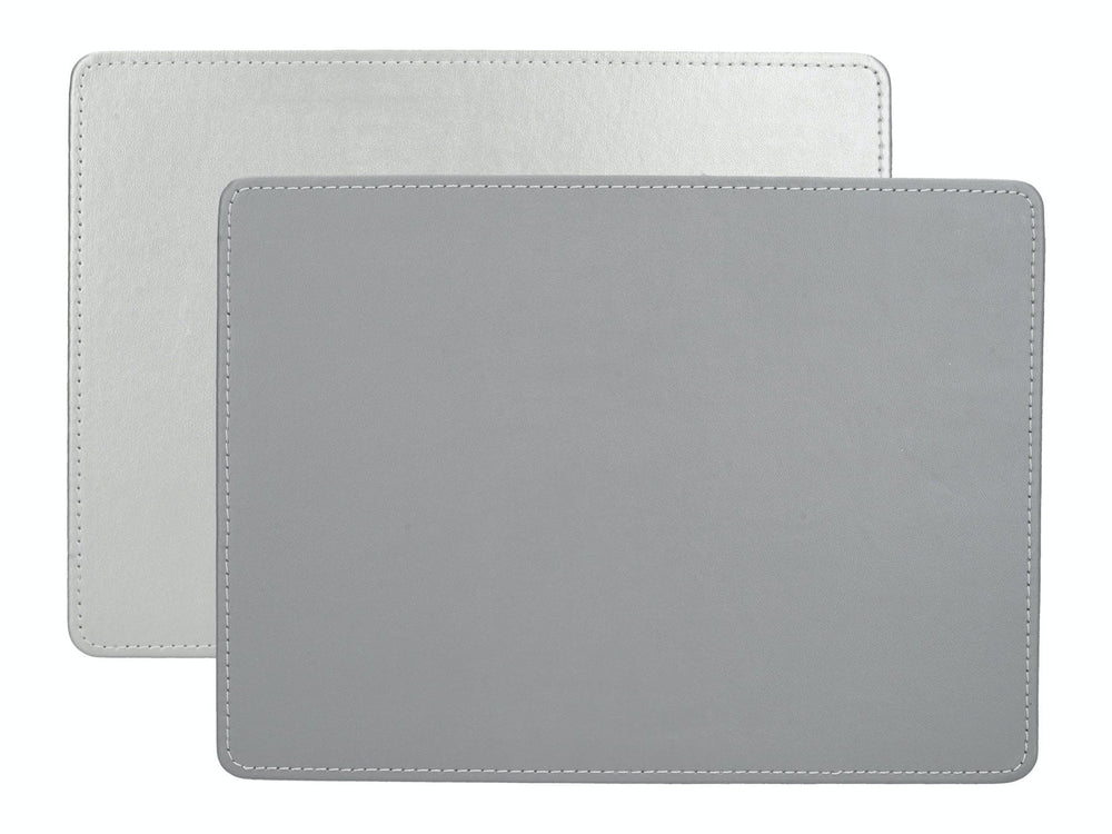 Creative Tops Naturals Premium Pack Of 4 Stitched Edge Faux Leather Placemats Metalic Silver image 1