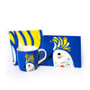 3pc Cuckatoo Kitchen Set with 375ml Ceramic Mug, Ceramic Trivet and Cotton Tea Towel - Pete Cromer image 1