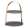 Artesá 2-Tier Brass Cake Stand with Round Slate Serving Platters image 2