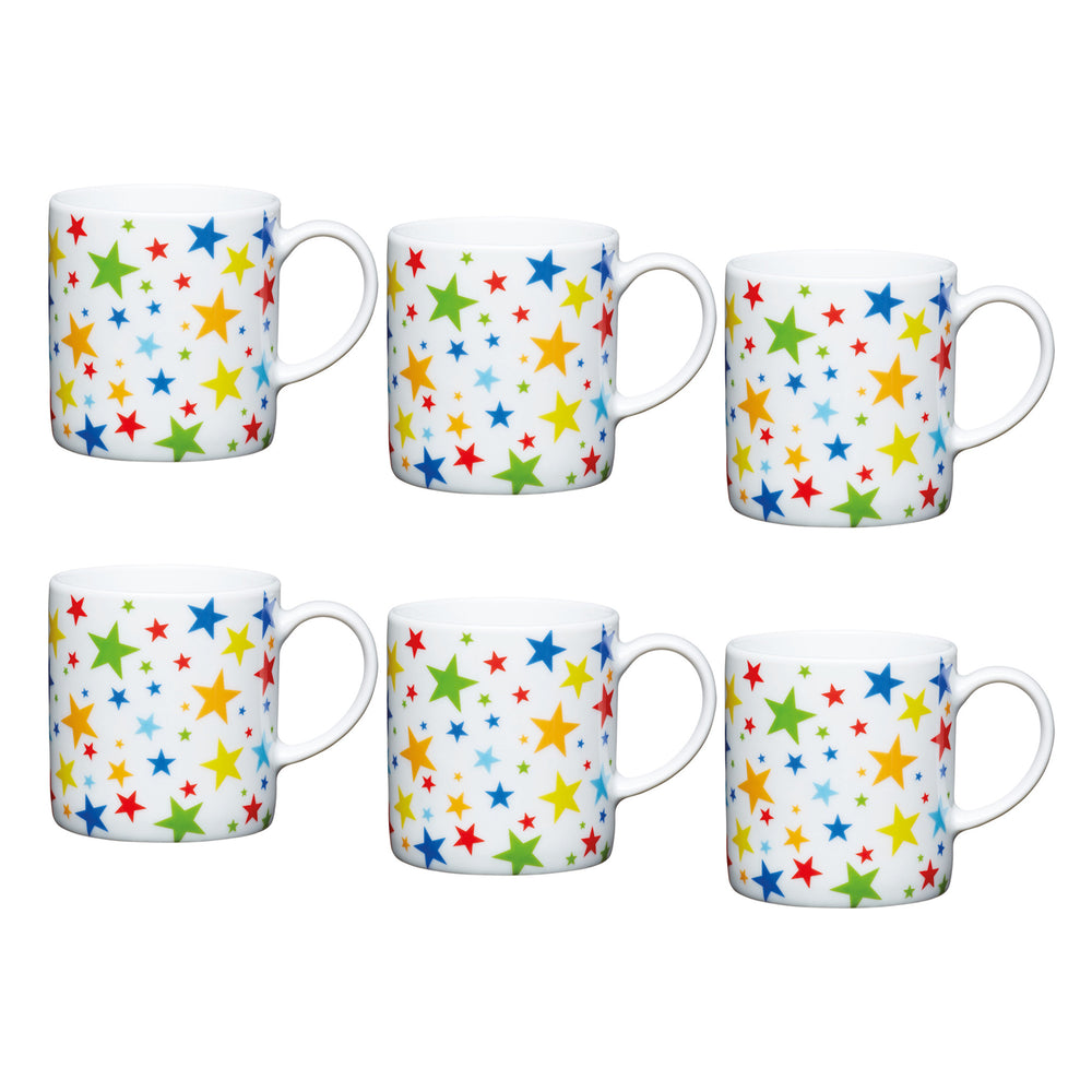 Set of 6 KitchenCraft 80ml Porcelain Multi Stars Espresso Cups image 1
