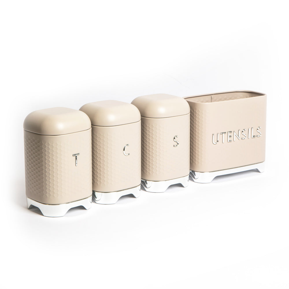 4pc Gift-Boxed Iced Latte Storage Set with Tea, Coffee and Sugar Canisters and Utensil Store - Lovello image 1