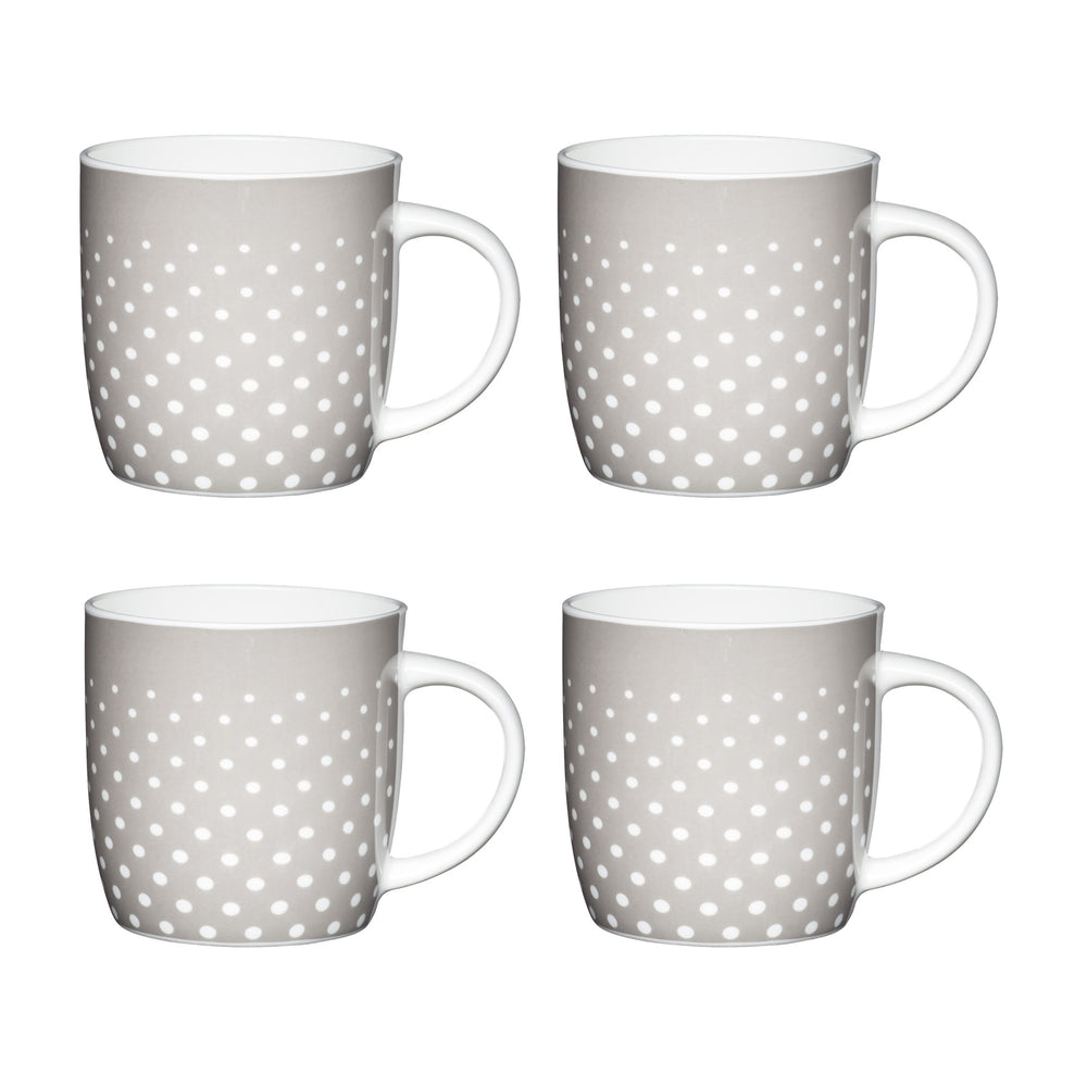 Set of 4 KitchenCraft China Grey Polka Mugs image 1