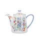 London Pottery Viscri Meadow 4 Cup Floral Teapot - Ceramic, Almond Ivory / Cornflower Blue, 900 ml