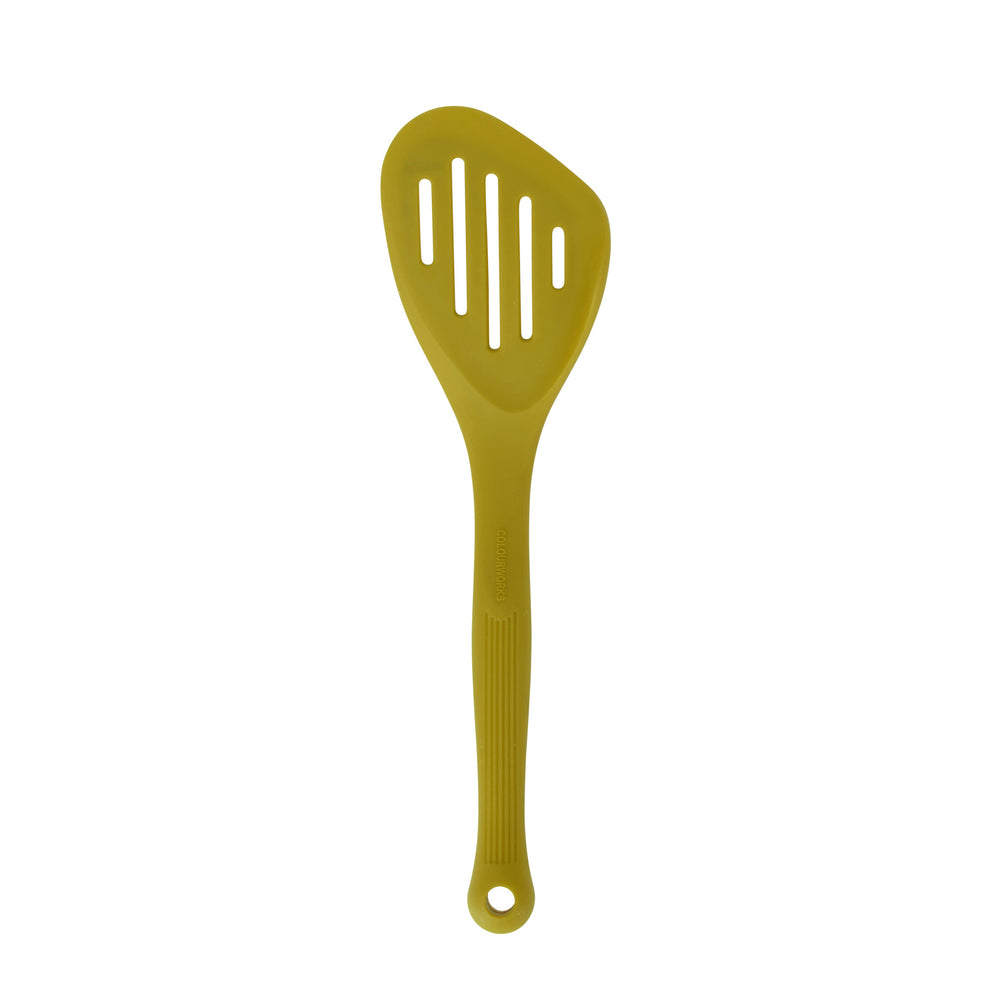 Colourworks Green Silicone Fish Slice with Raised Edge, Slotted Design image 1