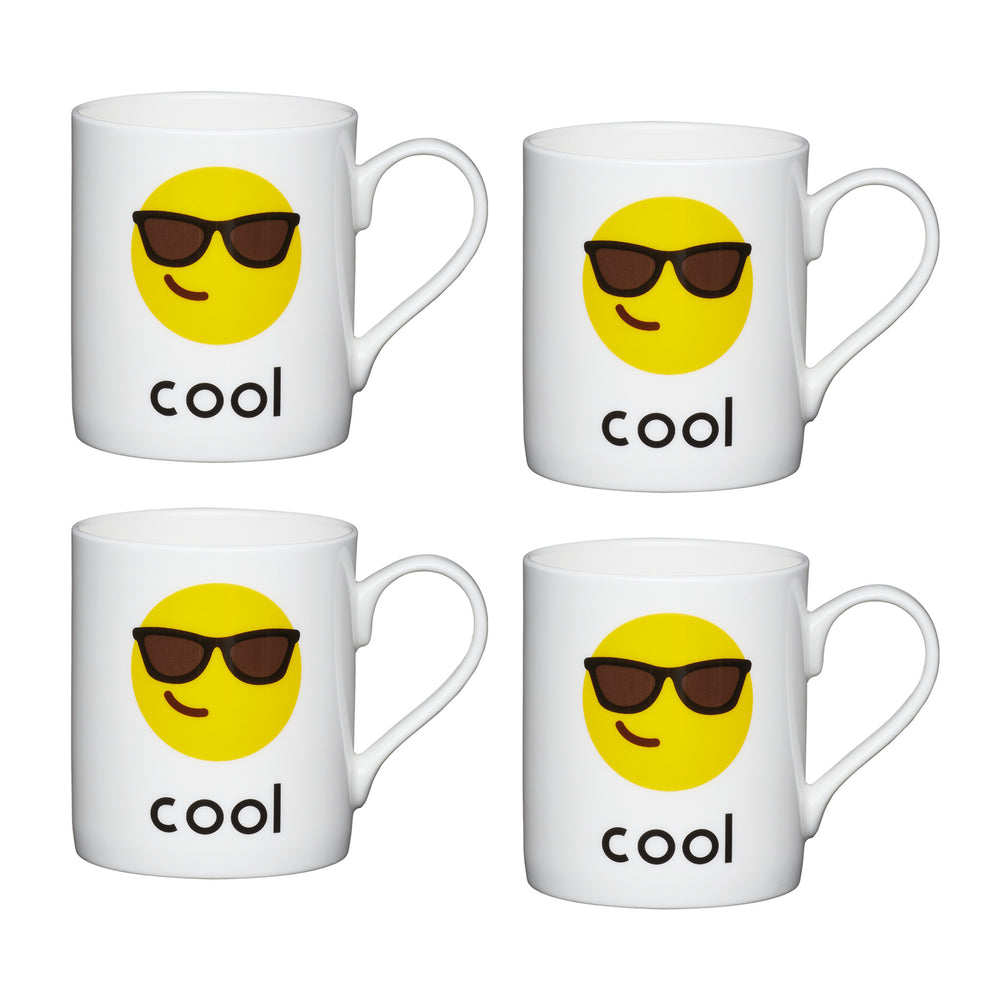 Set of 4 KitchenCraft Set of China Cool Emoji Face Mini Mugs image 1