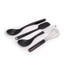 4pc Onyx Black Kitchen Utensil Set with Spoon Spatula, Slotted Spoon, Whisk and Basting Spoon image 1