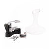 3pc Wine Accessories Set with 1.5L Glass Decanter, Stainless Steel Wine Bottle Thermometer Sleeve & Lever Arm Corkscrew