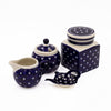 London Pottery Bundle with Sugar and Creamer Set, Canister and Tea Bag Tidy - Blue and White Circle image 1