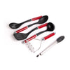 6pc Empire Red Silicone Utensil Set with Basting Spoon, Ladle, Slotted Turner, Wire Masher, Slotted Spoon & Tongs