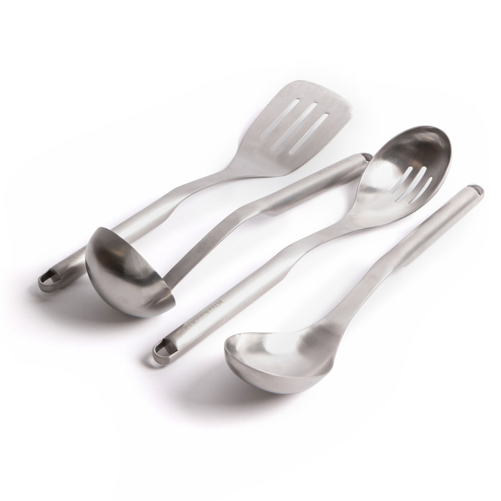 4pc Premium Stainless Steel Utensil Set with Slotted Spoon, Slotted Turner, Cooking Spoon and Ladle image 1