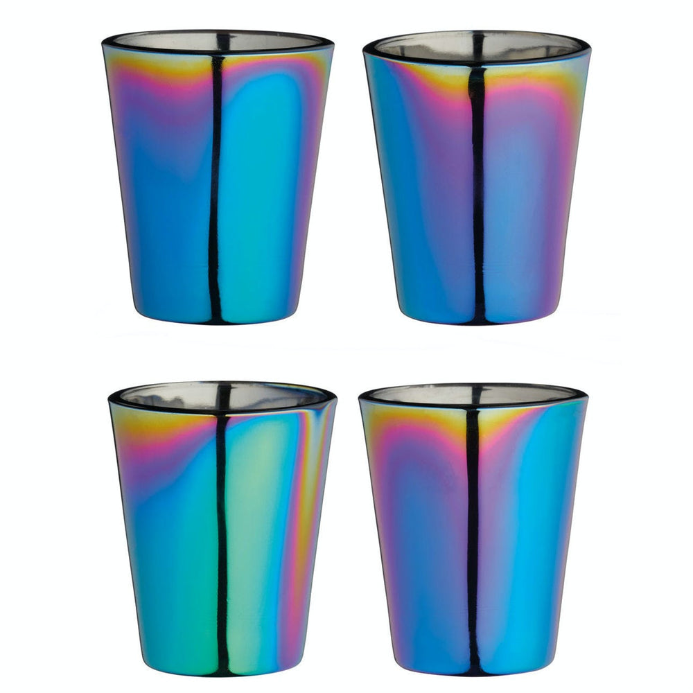 BarCraft Set of Four Metallic Finish Glass Shot Glasses image 1