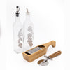 4pc Italian Cooking Set with Bamboo Grater and Holder, Glass Oil & Vinegar Bottles and Steel Pizza Cutter image 1