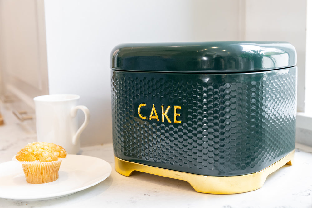 KitchenCraft Lovello Textured Hunter Green Cake Storage Tin