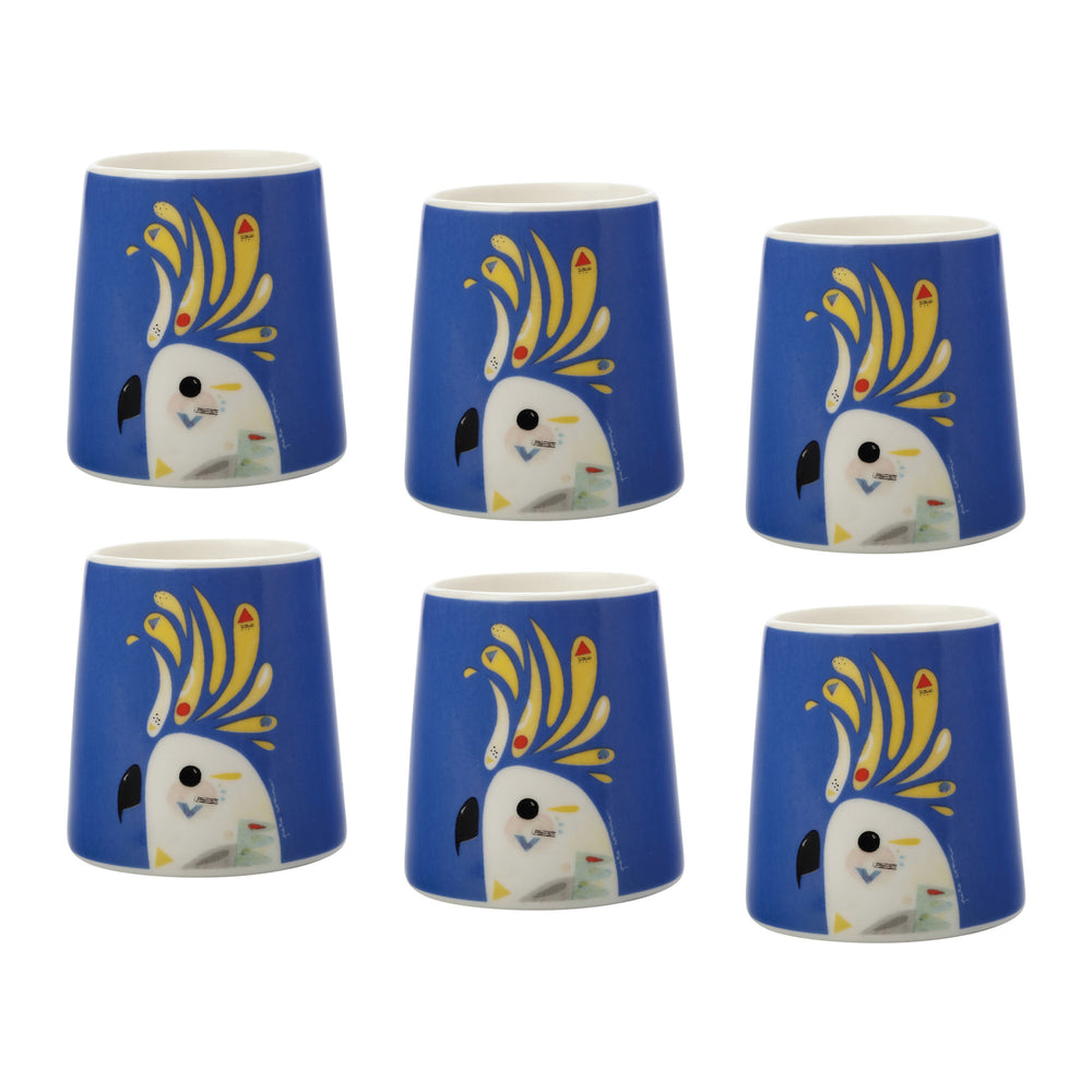 Set of 6 Maxwell & Williams Pete Cromer Cockatoo Egg Cups image 1