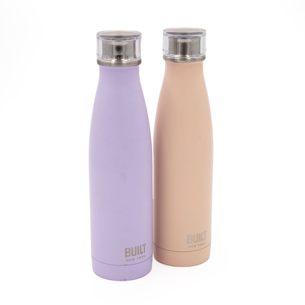BUILT Hydration Set with Two 500 ml Double Walled Stainless Steel Water Bottle - Pink and Lavender image 1