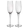 BarCraft Set of 2 Handmade Ribbed Champagne Flutes in Gift Box image 1