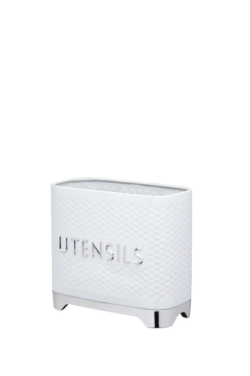 Lovello Retro Utensil Holder with Geometric Textured Finish - Ice White image 1