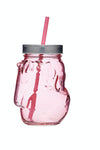 BarCraft Unicorn Pink Glass Drinks Jar with Straw image 1