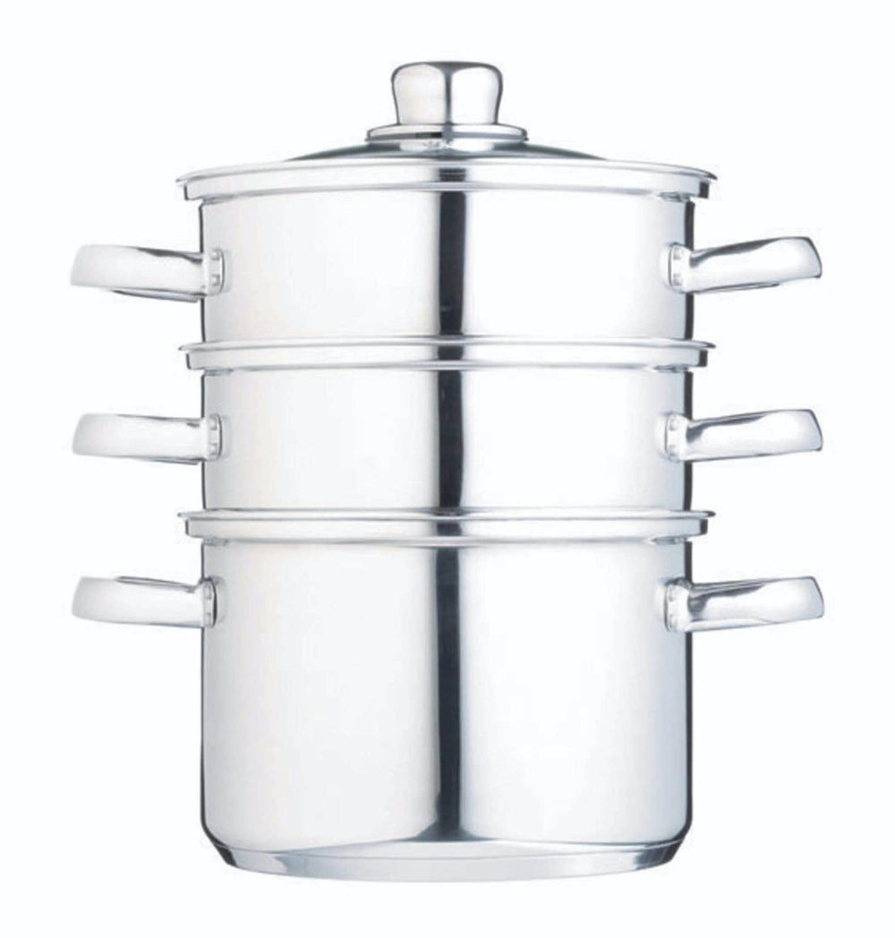 KitchenCraft Stainless Steel Three Tier Steamer, 18cm image 1