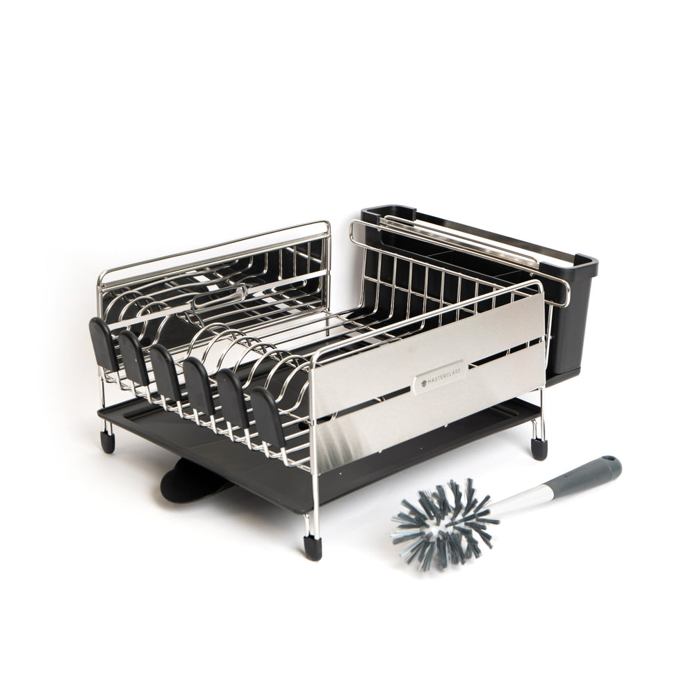 2pc Deluxe Kitchen Tool Set including Stainless Steel Dish Drainer with Removable Drip Tray and Anti-Scratch Bottle Brush image 1