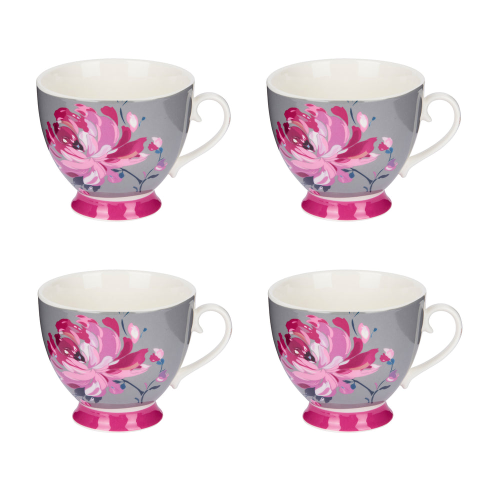 Set of 4 KitchenCraft China Pink Flower Mugs image 1