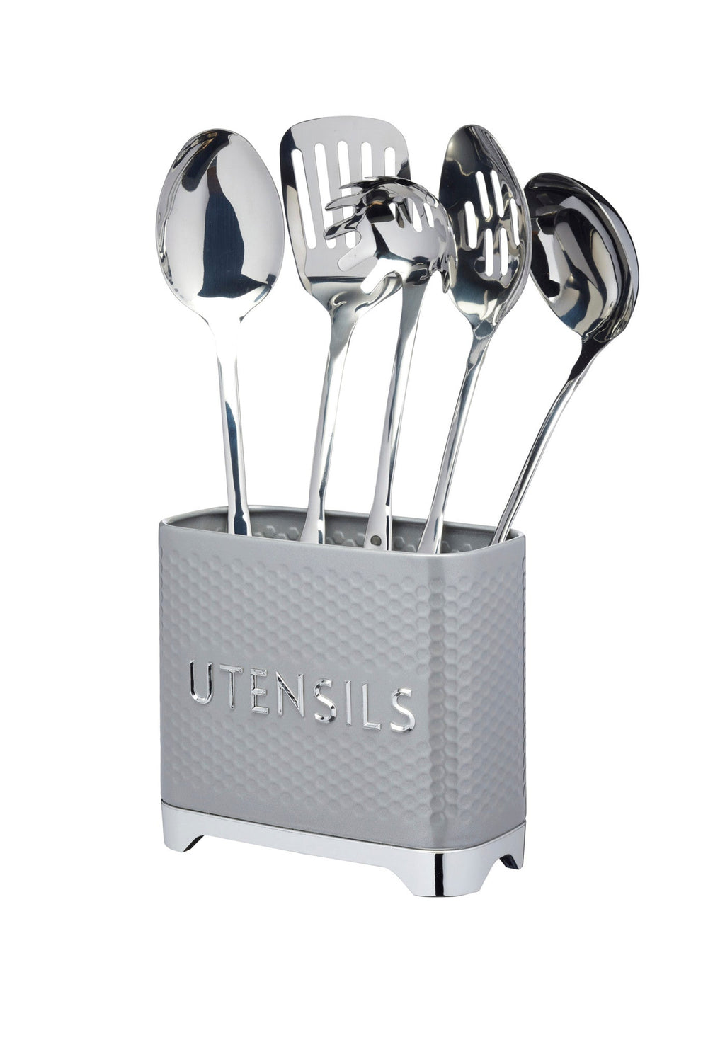 Lovello Retro Utensil Holder with Geometric Textured Finish - Shadow Grey image 1
