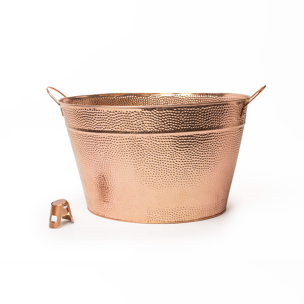 2pc Champagne Ice Bucket Set with Large Copper Ice Bucket and Stainless Steel Bottle Stopper image 1