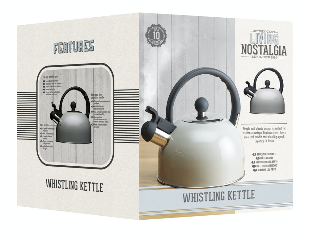 Living Nostalgia French Grey Traditional 1.4 Litre Whistling Kettle image 1
