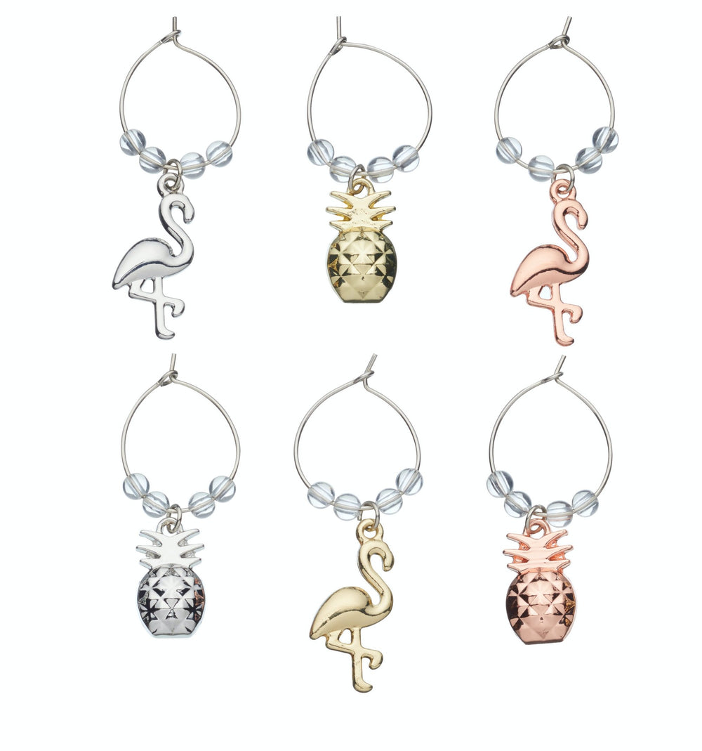 BarCraft Tropical Pineapple & Flamingo Wine Charms image 1