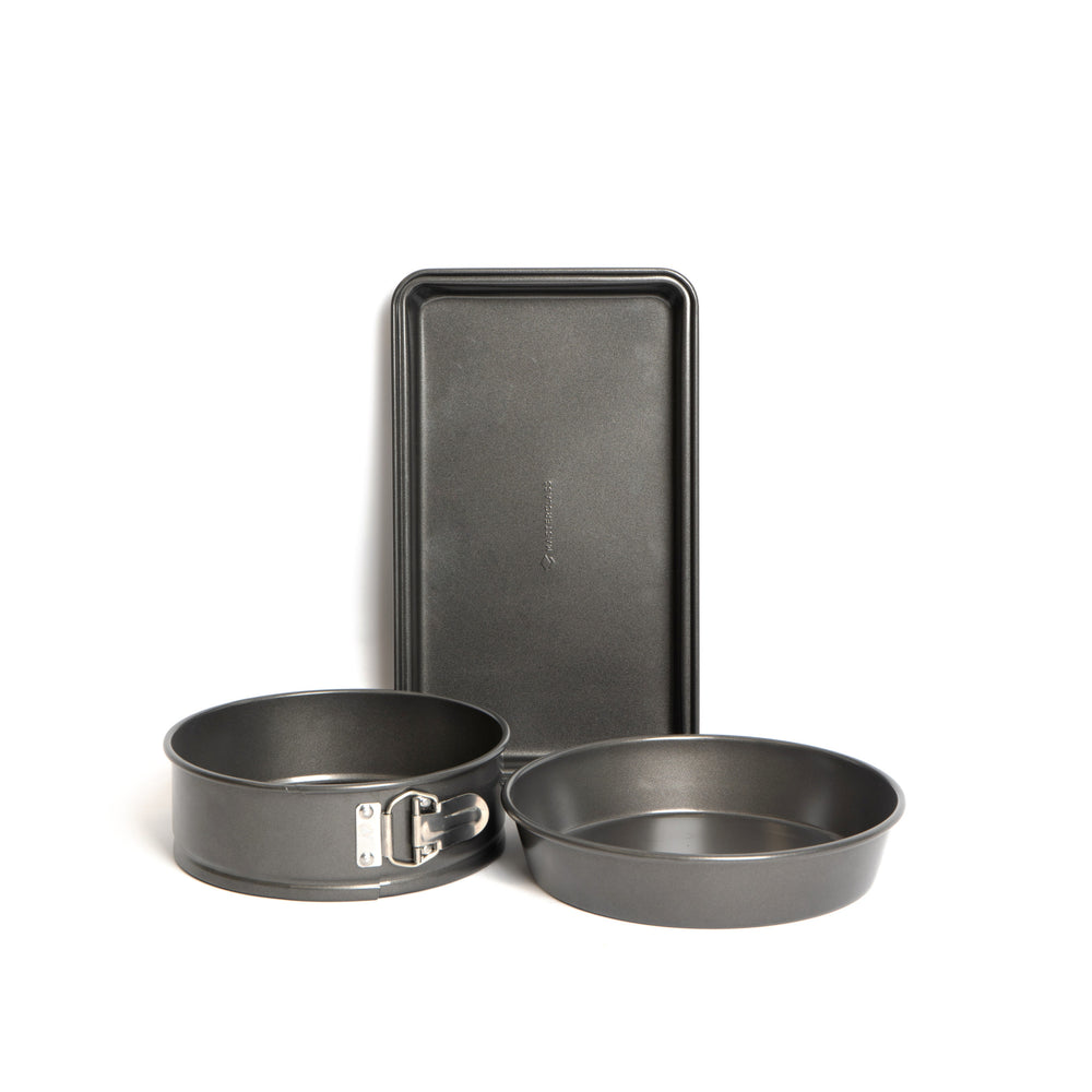 3pc Non-Stick Baking Set with 20cm Spring Form Round Pan, 34x20x4cm Brownie Pan and 23cm Deep Pie Pan image 1