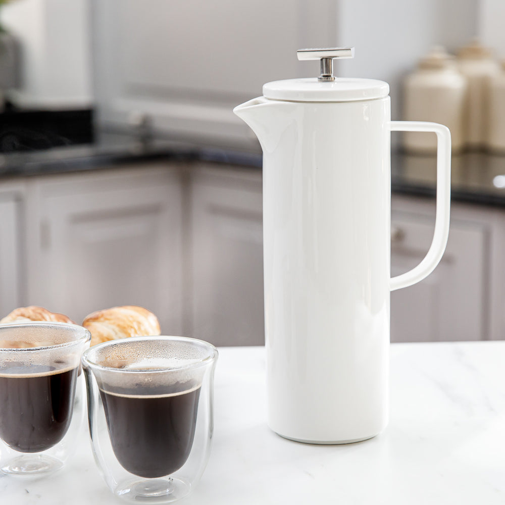 La Cafetière Vienna 8-Cup (1.2-Litre) French Press Coffee Maker in Gift Box, Ceramic - White