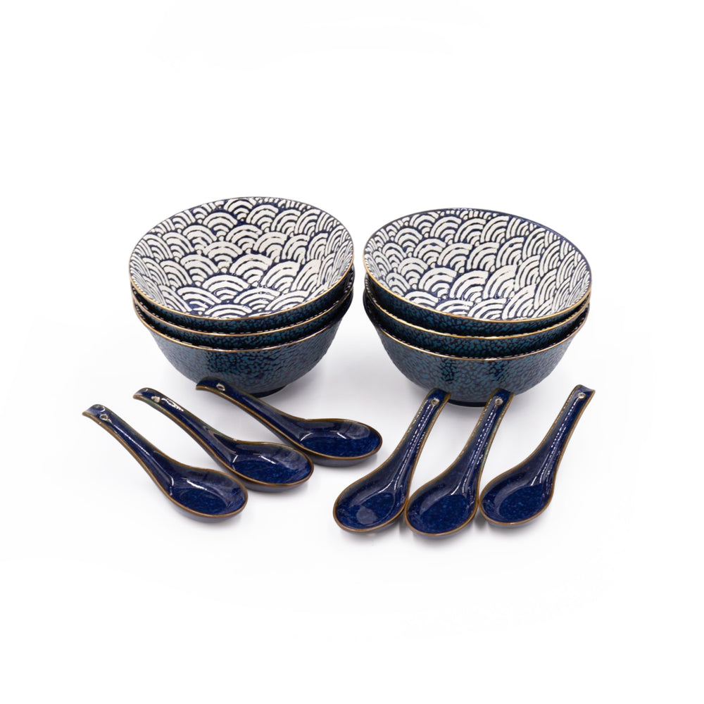 12pc Porcelain Bowl and Spoon Set with 6x Rice Bowls and 6x Rice Spoons - Satori image 1