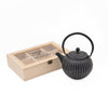 2pc Tea Set including Black Cast Iron Japanese Teapot with Infuser, 500ml and Wooden Compartment Tea Box image 1
