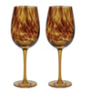 BarCraft Set of 2 Tortoiseshell Patterned Wine Glasses in Gift Box image 1