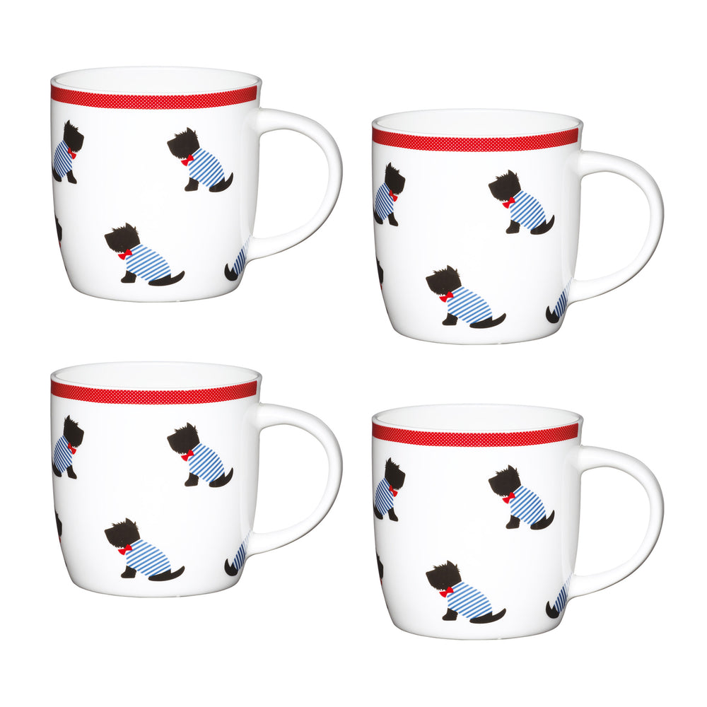 Set of 4 KitchenCraft China Sitting Westies Mugs image 1