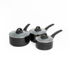 3pc Ceramic Non-Stick Eco Aluminium Saucepan Set with 16cm, 18cm and 20cm Saucepans with Lids image 1