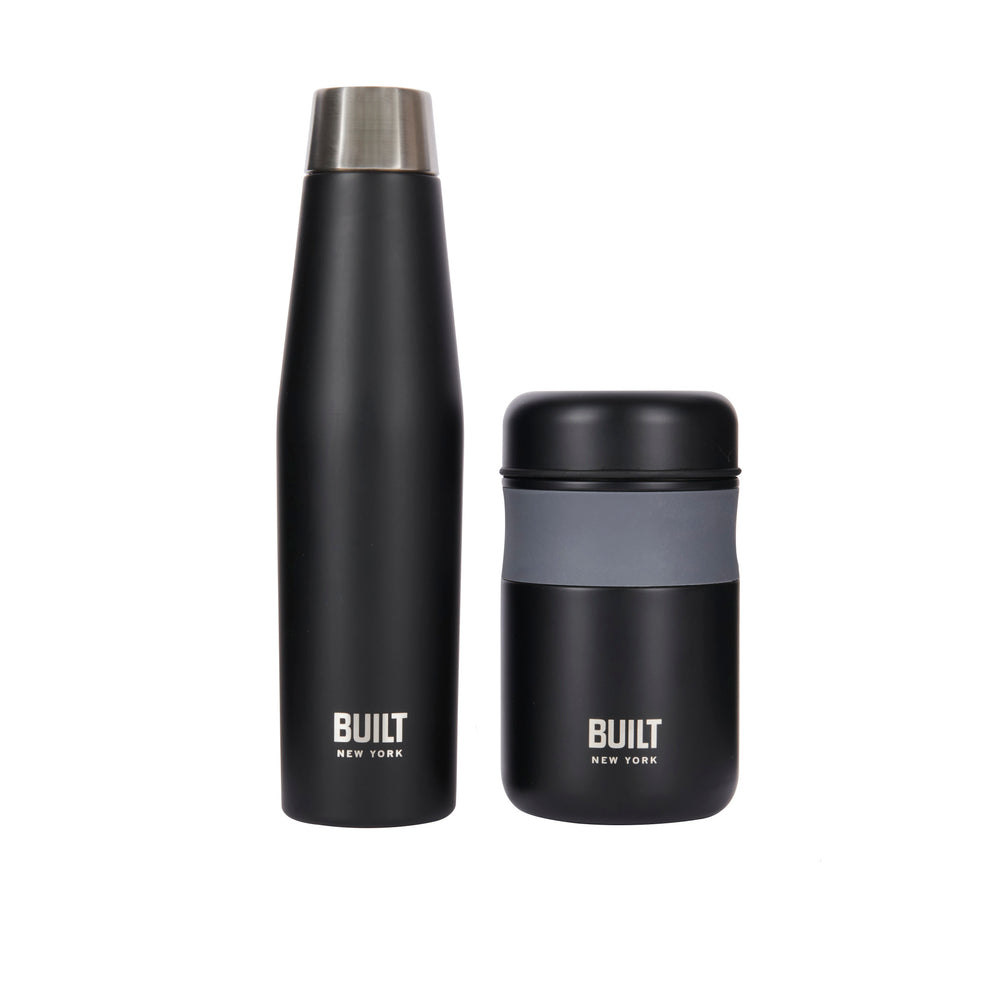 BUILT Apex Insulated Water Bottle & Food Flask Set, Black image 1
