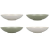 KitchenCraft Pasta Bowls Set of 4 in Gift Box, Lead-Free Glazed Stoneware, Green / White, 22cm image 2