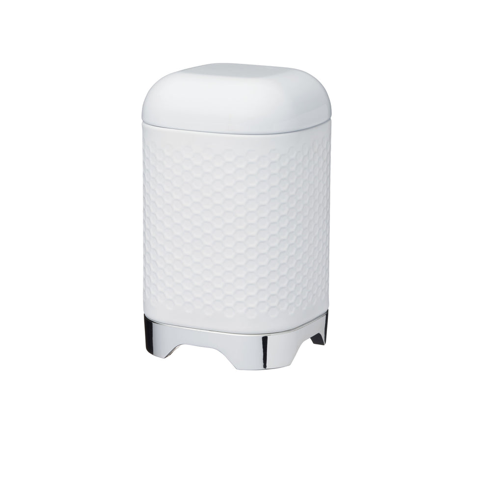 Lovello Retro Storage Jar with Geometric Textured Finish - Ice White image 1