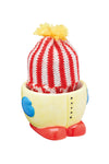 KitchenCraft Ceramic 'Keep-Me-Warm' Novelty Egg Cup with Knitted Egg Cosy Hat image 1