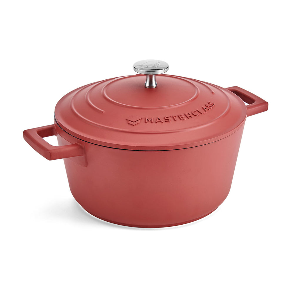 MasterClass Red Cast Aluminium Casserole Dish with Lid, 2.5L