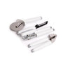 4pc White Classic Kitchen Utensil Set with Pizza Wheel, Multi-Function Can Opener, Garlic Press and Euro Peeler image 1