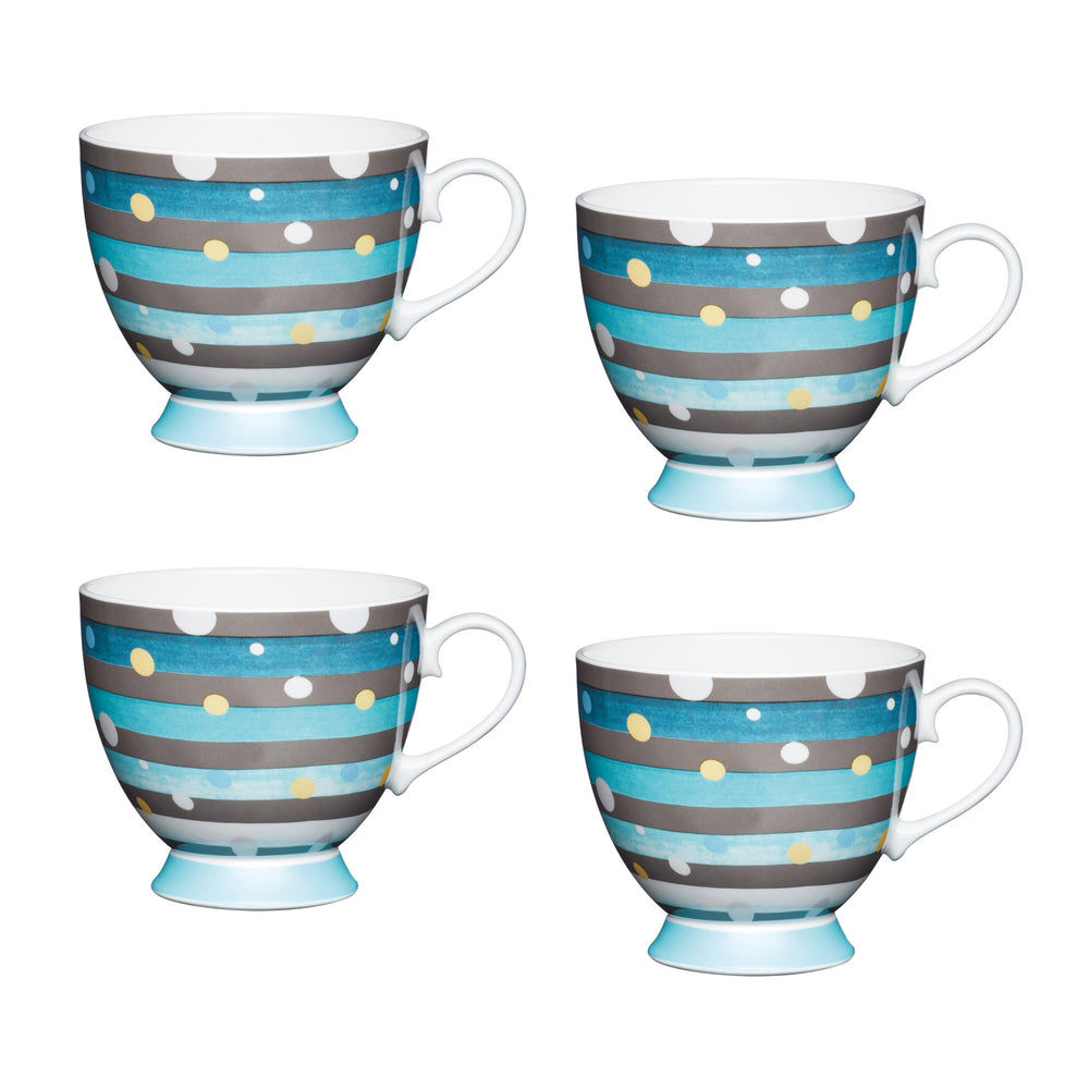 Set of 4 KitchenCraft China Spot Stripe Mugs image 1