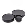 12pc Black Porcelain Dinnerware Set with 4x 21cm Plates, 4x 26.5cm Plates and 4x Coupe Bowls - Caviar image 1