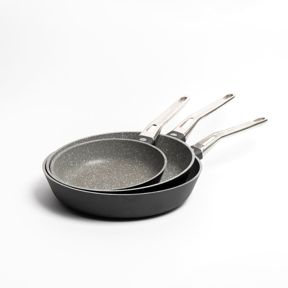 Set of 3 Non-Stick Cast Aluminium Frying Pans, 20cm, 26cm & 28cm - Induction Safe image 1