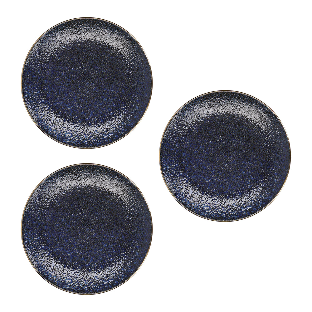Set of 3 Mikasa Satori 27cm Porcelain Indigo Blue Dinner Plates image 1