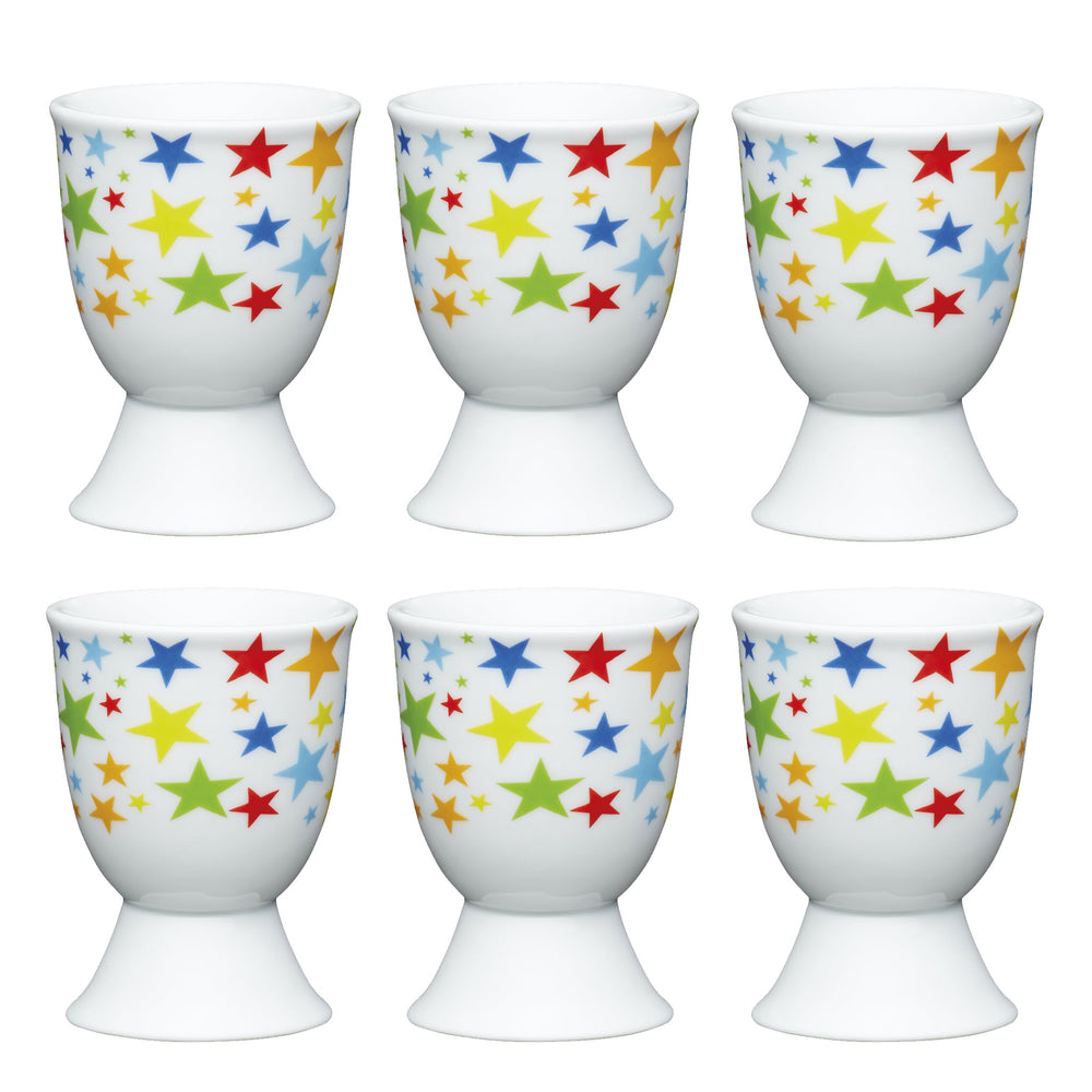 Set of 6 KitchenCraft Brights Stars Porcelain Egg Cups image 1
